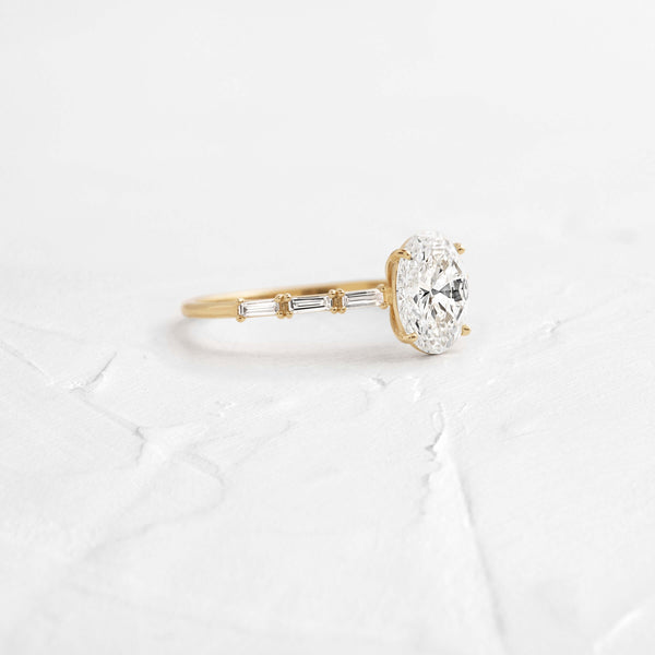 Pave-Oval Lab Grown Diamond Engagement Ring - Solitaire-Oval Lab Grown Diamond Engagement Ring