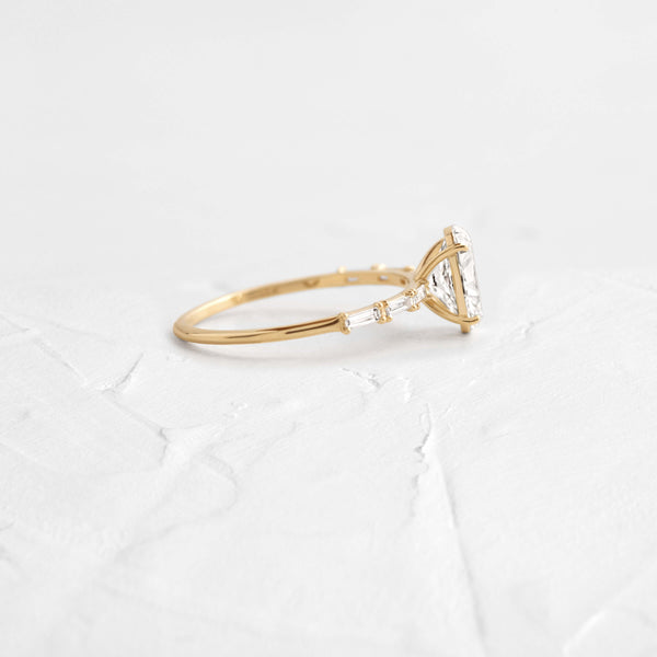 Pave-Oval Lab Grown Diamond Engagement Ring - Solitaire-Oval Lab Grown Diamond Engagement Ring