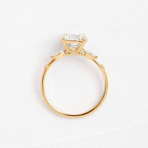 Cluster-Round Lab Grown Diamond Engagement Ring - Solitaire-Oval Lab Grown Diamond Engagement Ring