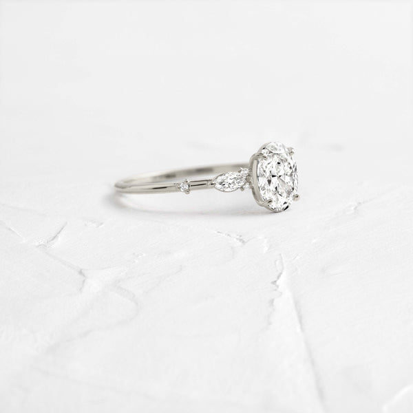 Cluster-Oval Lab Grown Diamond Engagement Ring - Solitaire-Oval Lab Grown Diamond Engagement Ring