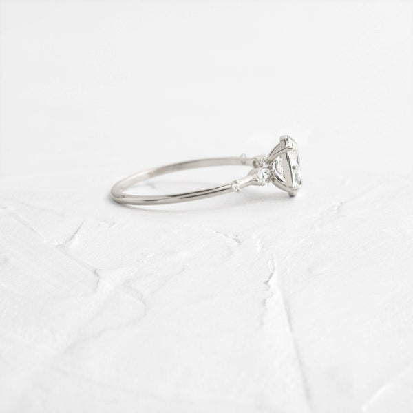 Cluster-Oval Lab Grown Diamond Engagement Ring - Solitaire-Oval Lab Grown Diamond Engagement Ring