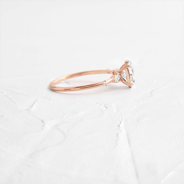 Cluster-Oval Lab Grown Diamond Engagement Ring - Solitaire-Oval Lab Grown Diamond Engagement Ring