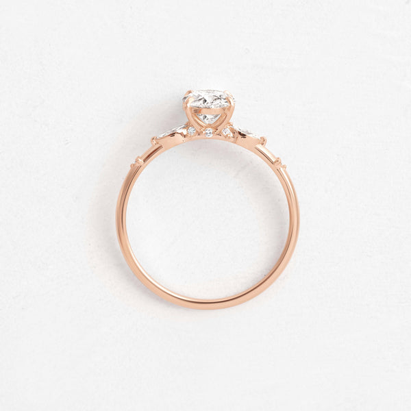Cluster-Oval Lab Grown Diamond Engagement Ring - Solitaire-Oval Lab Grown Diamond Engagement Ring