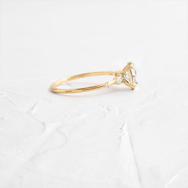 Cluster-Oval Lab Grown Diamond Engagement Ring - Solitaire-Oval Lab Grown Diamond Engagement Ring
