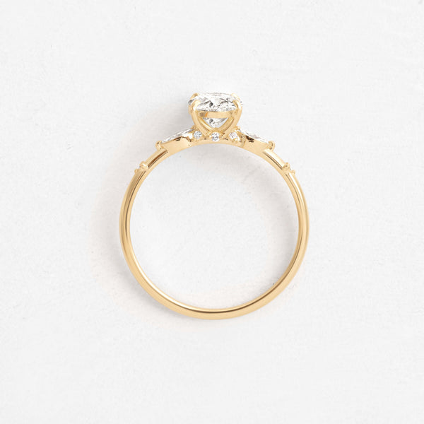 Cluster-Oval Lab Grown Diamond Engagement Ring - Solitaire-Oval Lab Grown Diamond Engagement Ring