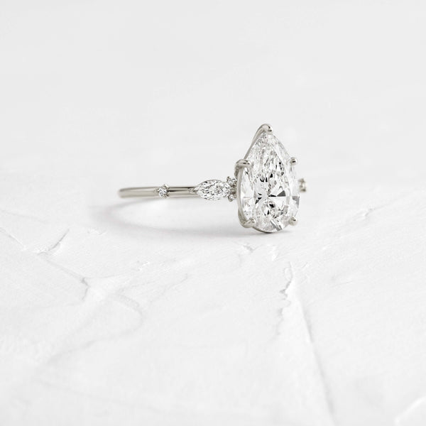 Cluster-Pear Lab Grown Diamond Engagement Ring - Solitaire-Oval Lab Grown Diamond Engagement Ring