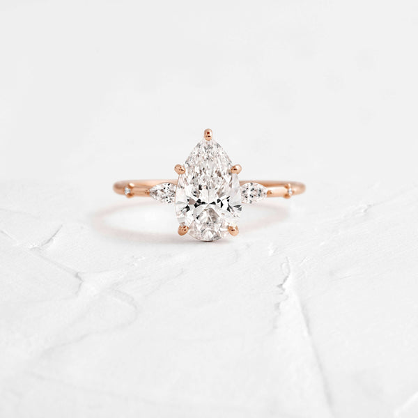 Cluster-Pear Lab Grown Diamond Engagement Ring - Solitaire-Oval Lab Grown Diamond Engagement Ring