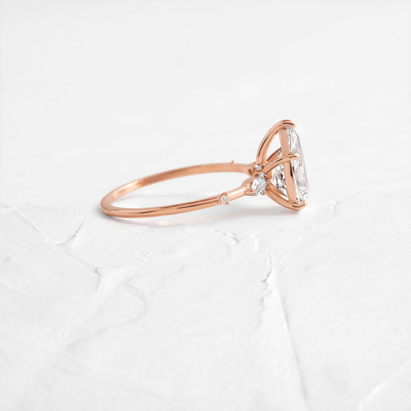 Cluster-Pear Lab Grown Diamond Engagement Ring - Solitaire-Oval Lab Grown Diamond Engagement Ring