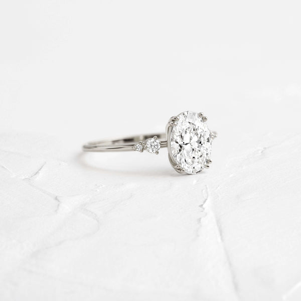 Cluster-Oval Lab Grown Diamond Engagement Ring - Solitaire-Oval Lab Grown Diamond Engagement Ring