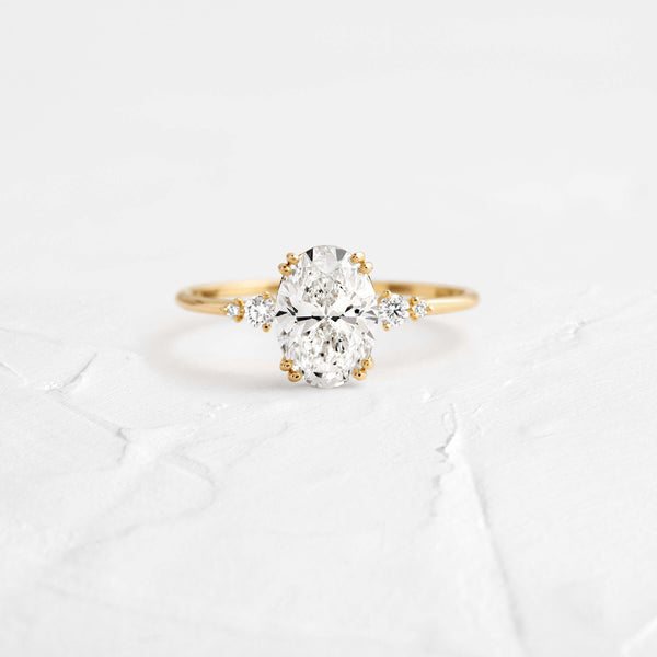 Cluster-Oval Lab Grown Diamond Engagement Ring - Solitaire-Oval Lab Grown Diamond Engagement Ring