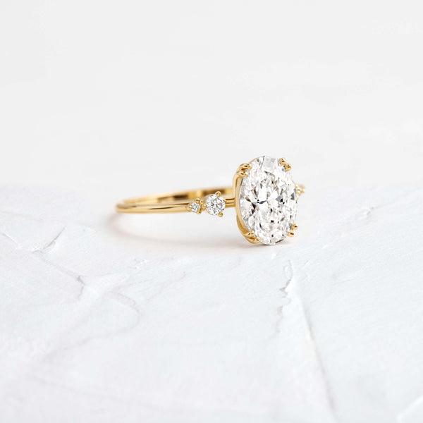 Cluster-Oval Lab Grown Diamond Engagement Ring - Solitaire-Oval Lab Grown Diamond Engagement Ring