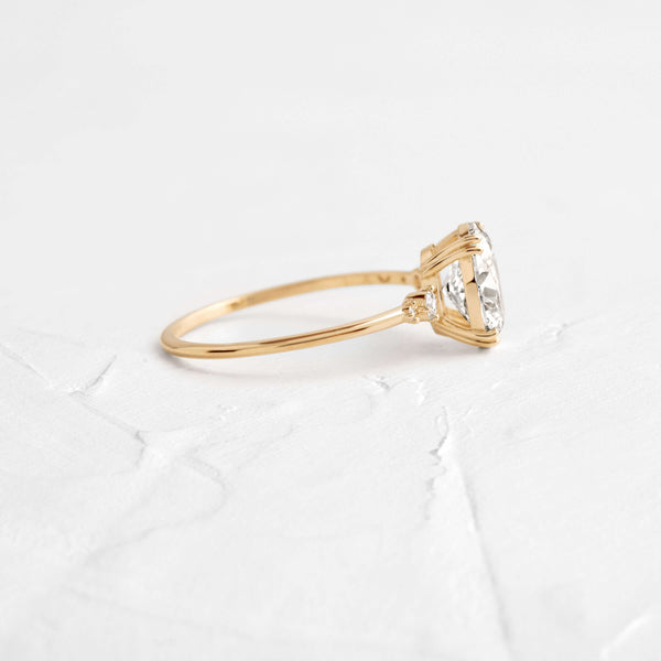 Cluster-Oval Lab Grown Diamond Engagement Ring - Solitaire-Oval Lab Grown Diamond Engagement Ring