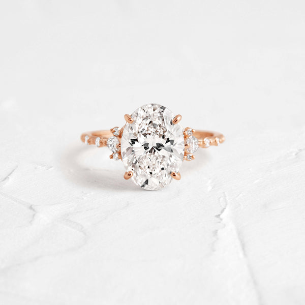 Cluster-Oval Lab Grown Diamond Engagement Ring - Solitaire-Oval Lab Grown Diamond Engagement Ring