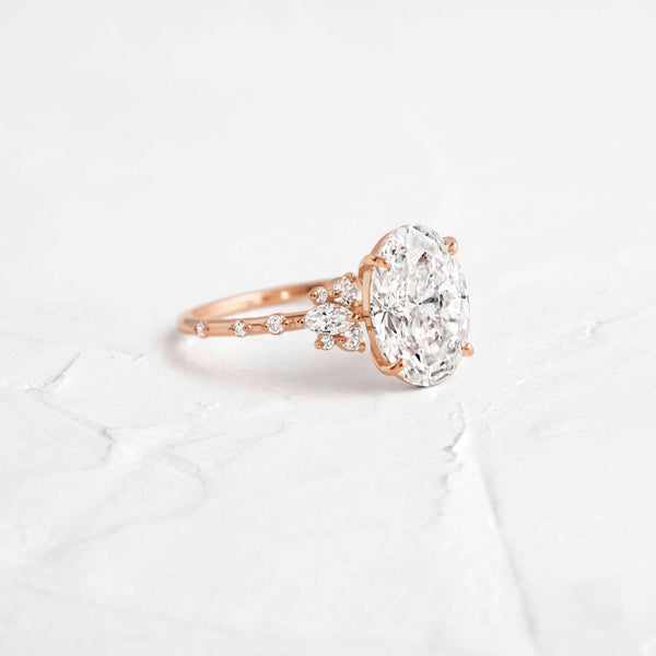 Cluster-Oval Lab Grown Diamond Engagement Ring - Solitaire-Oval Lab Grown Diamond Engagement Ring