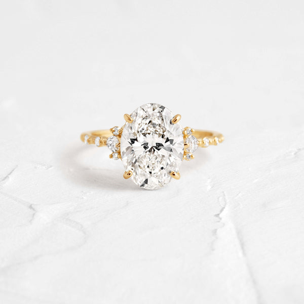 Cluster-Oval Lab Grown Diamond Engagement Ring - Solitaire-Oval Lab Grown Diamond Engagement Ring