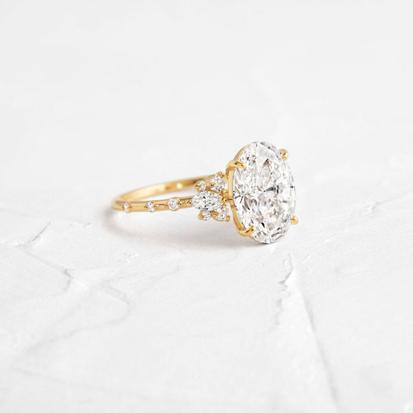 Cluster-Oval Lab Grown Diamond Engagement Ring - Solitaire-Oval Lab Grown Diamond Engagement Ring