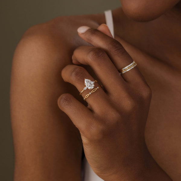 Cluster-Pear Lab Grown Diamond Engagement Ring - Solitaire-Oval Lab Grown Diamond Engagement Ring