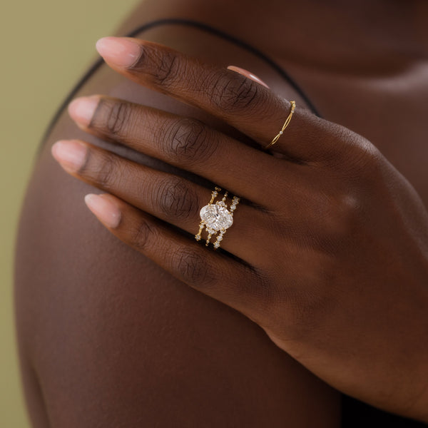 Cluster-Oval Lab Grown Diamond Engagement Ring - Solitaire-Oval Lab Grown Diamond Engagement Ring
