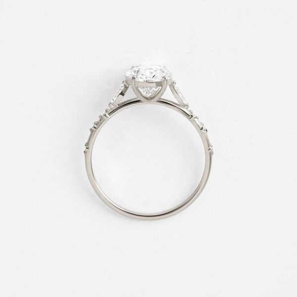 Three Stone & Dainty Pave-Oval Lab Grown Diamond Engagement Ring - Solitaire-Oval Lab Grown Diamond Engagement Ring