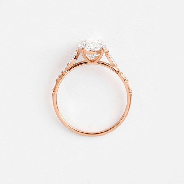 Three Stone & Dainty Pave-Oval Lab Grown Diamond Engagement Ring - Solitaire-Oval Lab Grown Diamond Engagement Ring