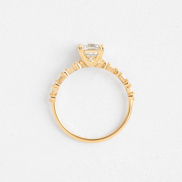 Dainty Pave-Asscher Lab Grown Diamond Engagement Ring - Solitaire-Oval Lab Grown Diamond Engagement Ring