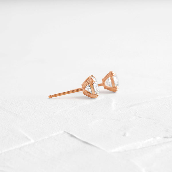 Solitaire Triple Prong- 1.5 CT Round Lab Grown Diamond Stud Earrings - Solitaire- 1.0CT Oval Lab Grown Diamond Earrings