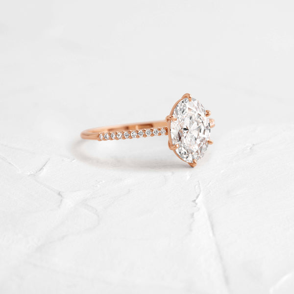 Pave- Oval Lab Grown Diamond Engagement Ring - Solitaire-Oval Lab Grown Diamond Engagement Ring