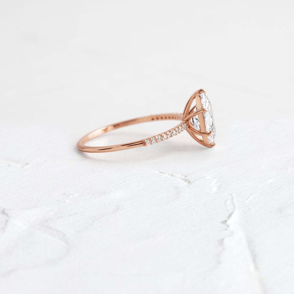 Pave- Oval Lab Grown Diamond Engagement Ring - Solitaire-Oval Lab Grown Diamond Engagement Ring