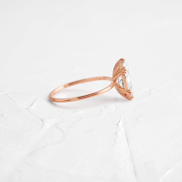 Solitaire Triple Prong-Marquise Lab Grown Diamond Engagement Ring - Solitaire-Oval Lab Grown Diamond Engagement Ring