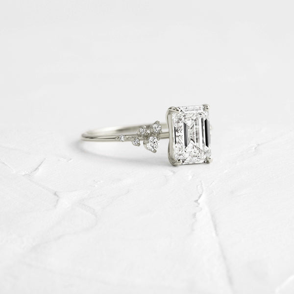 Cluster-Emerald Lab Grown Diamond Engagement Ring - Solitaire-Oval Lab Grown Diamond Engagement Ring