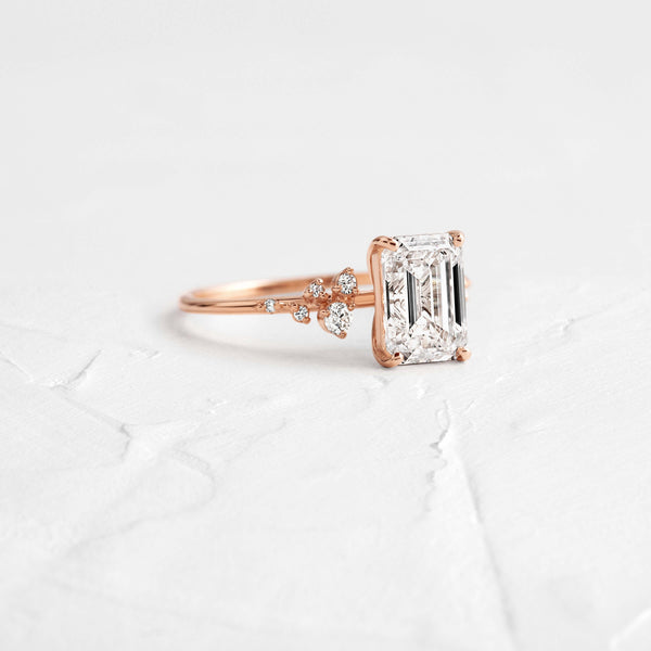 Cluster-Emerald Lab Grown Diamond Engagement Ring - Solitaire-Oval Lab Grown Diamond Engagement Ring