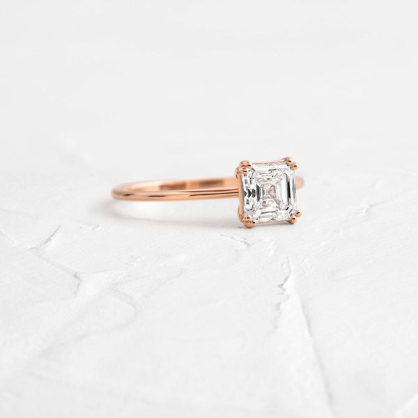 Solitaire Double Prong-Asscher Lab Grown Diamond Engagement Ring - Solitaire-Oval Lab Grown Diamond Engagement Ring