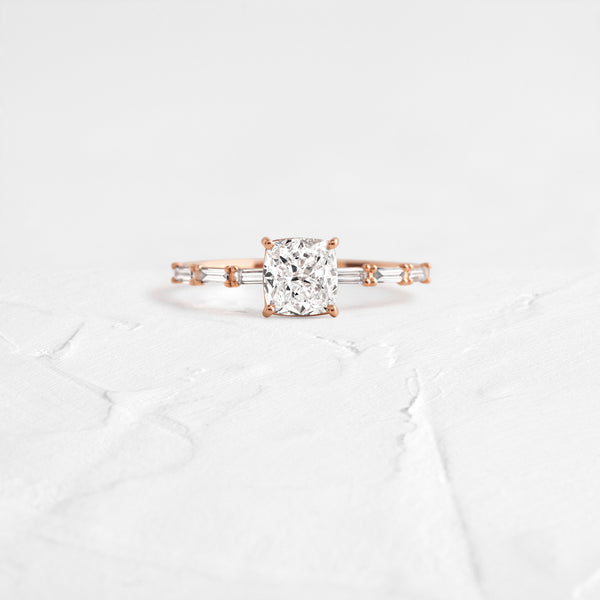 Pave-Cushion Lab Grown Diamond Engagement Ring - Solitaire-Oval Lab Grown Diamond Engagement Ring