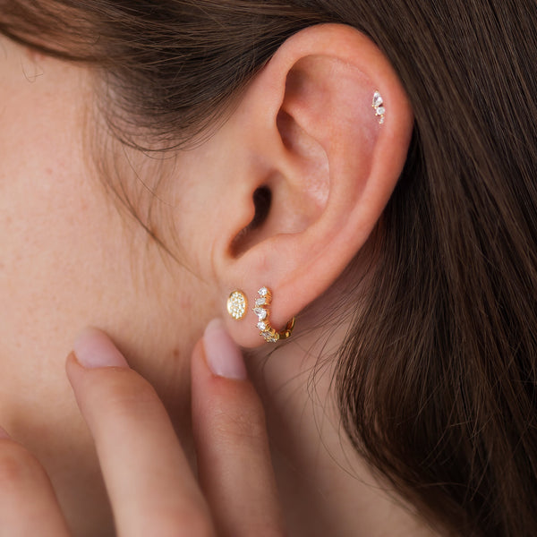 Cluster- 0.34 CT Round, Pear & Baguette Lab Grown Diamond Hoop Earrings - Solitaire- 1.0CT Oval Lab Grown Diamond Earrings