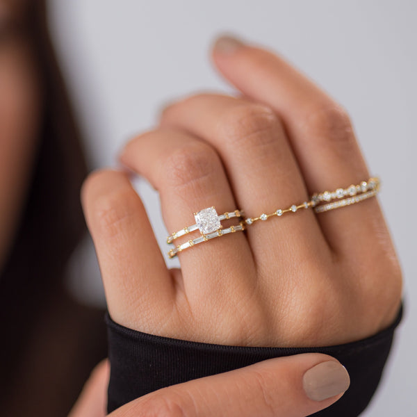 Pave-Cushion Lab Grown Diamond Engagement Ring - Solitaire-Oval Lab Grown Diamond Engagement Ring