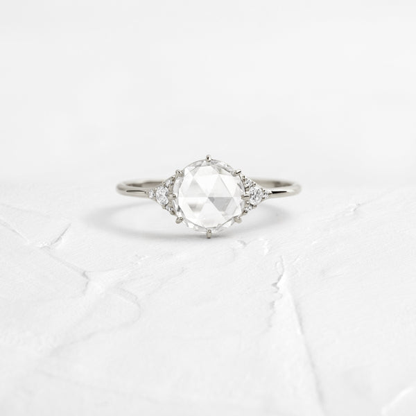 Cluster-Rose Cut Lab Grown Diamond Engagement Ring - Solitaire-Oval Lab Grown Diamond Engagement Ring