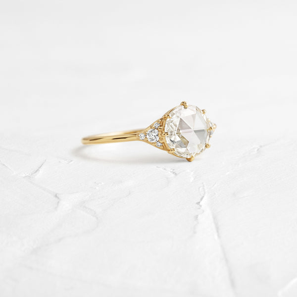 Cluster-Rose Cut Lab Grown Diamond Engagement Ring - Solitaire-Oval Lab Grown Diamond Engagement Ring