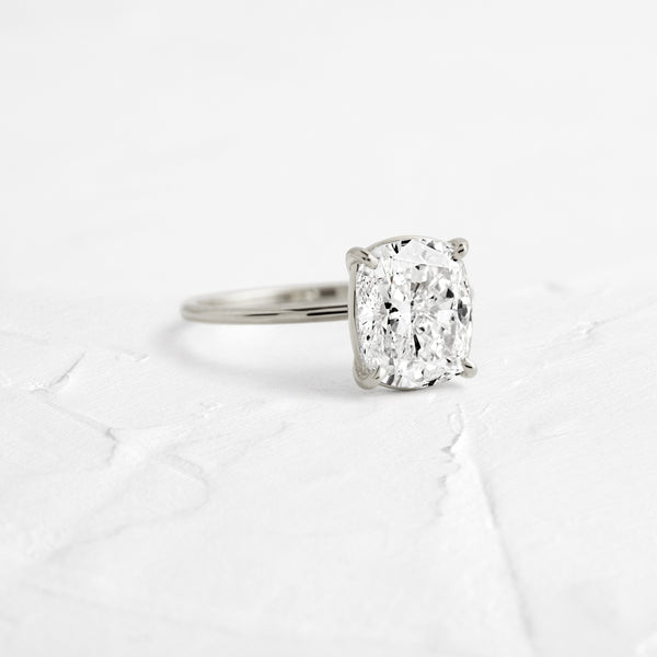 Solitaire-Elongated Cushion Lab Grown Diamond Engagement Ring - Solitaire-Oval Lab Grown Diamond Engagement Ring