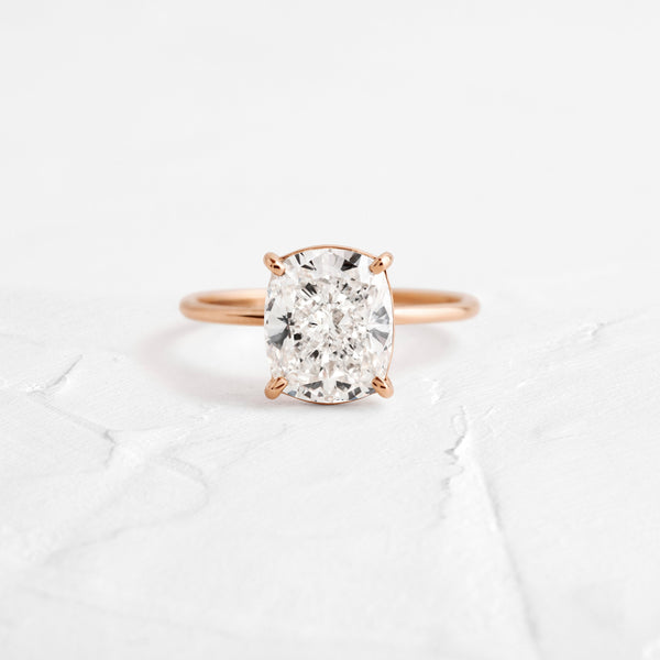 Solitaire-Elongated Cushion Lab Grown Diamond Engagement Ring - Solitaire-Oval Lab Grown Diamond Engagement Ring