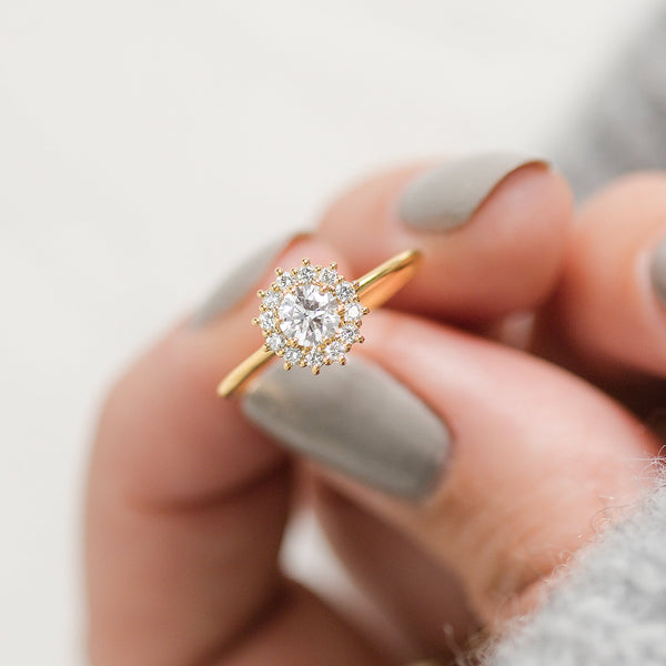Halo-Round Lab Grown Diamond Engagement Ring - Solitaire-Oval Lab Grown Diamond Engagement Ring