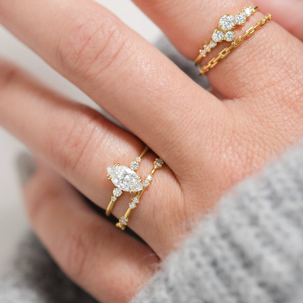 Cluster & Double Prong-Marquise Lab Grown Diamond Engagement Ring - Solitaire-Oval Lab Grown Diamond Engagement Ring