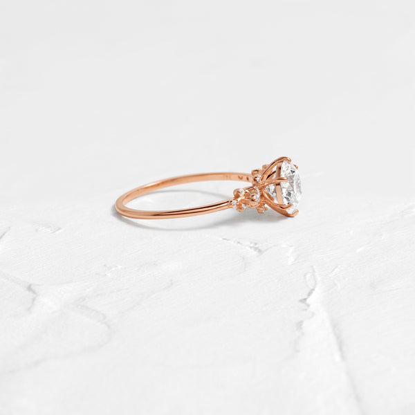 Cluster-Round Lab Grown Diamond Engagement Ring - Solitaire-Oval Lab Grown Diamond Engagement Ring