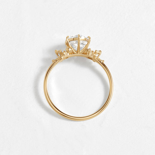 Cluster-Round Lab Grown Diamond Engagement Ring - Solitaire-Oval Lab Grown Diamond Engagement Ring