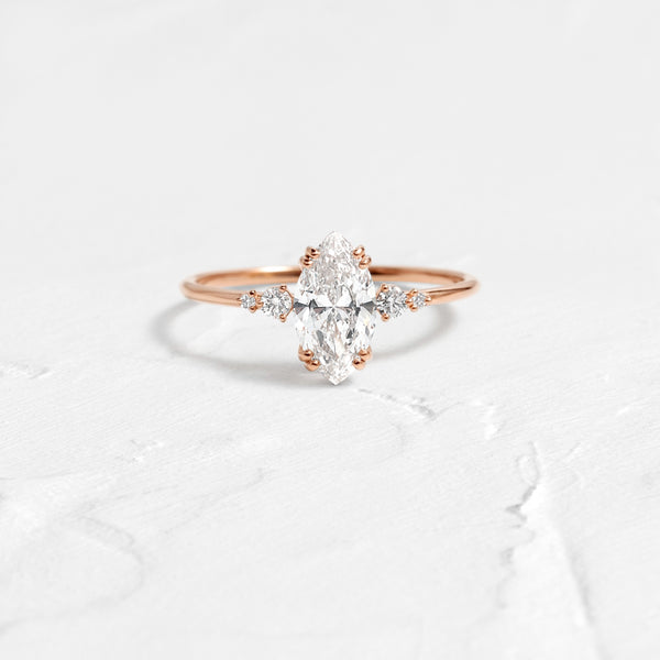 Cluster & Double Prong-Marquise Lab Grown Diamond Engagement Ring - Solitaire-Oval Lab Grown Diamond Engagement Ring