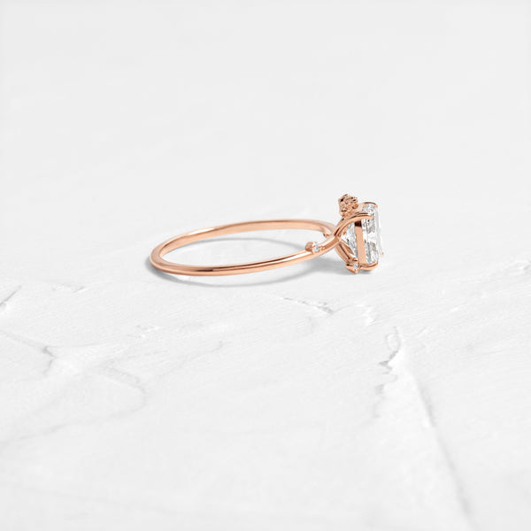 Cluster-Elongated Cushion Lab Grown Diamond Engagement Ring - Solitaire-Oval Lab Grown Diamond Engagement Ring