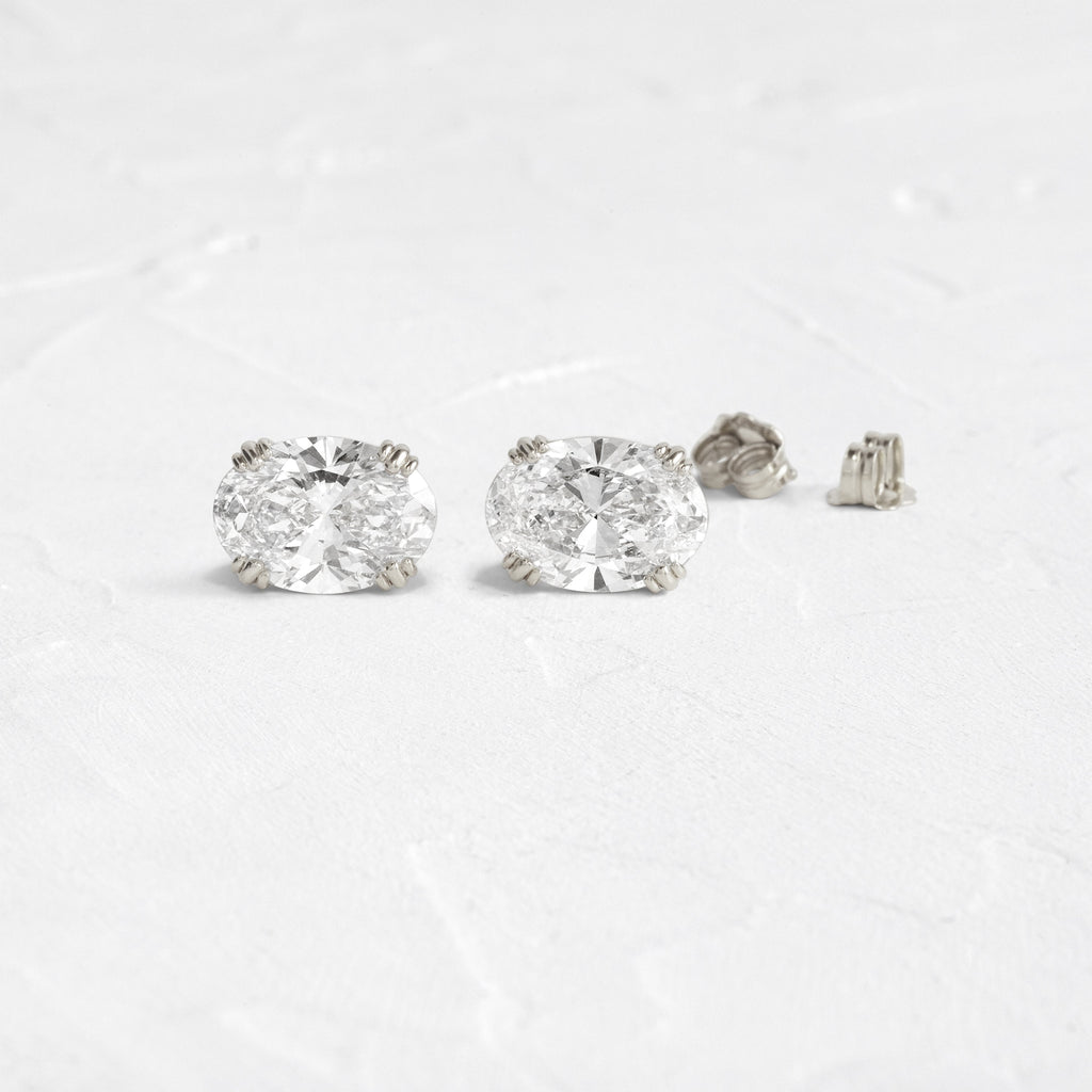 Solitaire- 1.0CT Oval Lab Grown Diamond Earrings