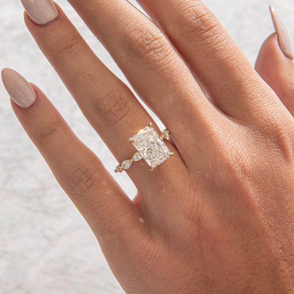 Pave-Radiant Lab Grown Diamond Engagement Ring - Solitaire-Oval Lab Grown Diamond Engagement Ring