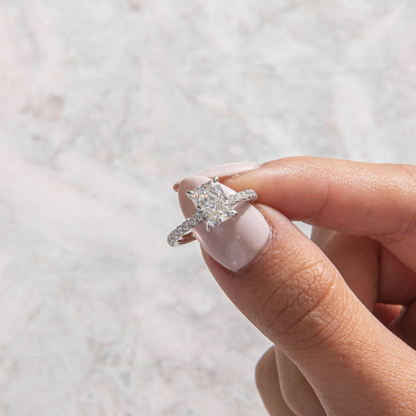 Pave-Radiant Lab Grown Diamond Engagement Ring - Solitaire-Oval Lab Grown Diamond Engagement Ring