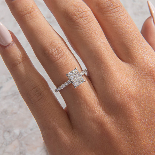 Pave-Radiant Lab Grown Diamond Engagement Ring - Solitaire-Oval Lab Grown Diamond Engagement Ring