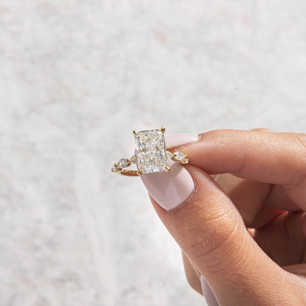 Pave-Radiant Lab Grown Diamond Engagement Ring - Solitaire-Oval Lab Grown Diamond Engagement Ring